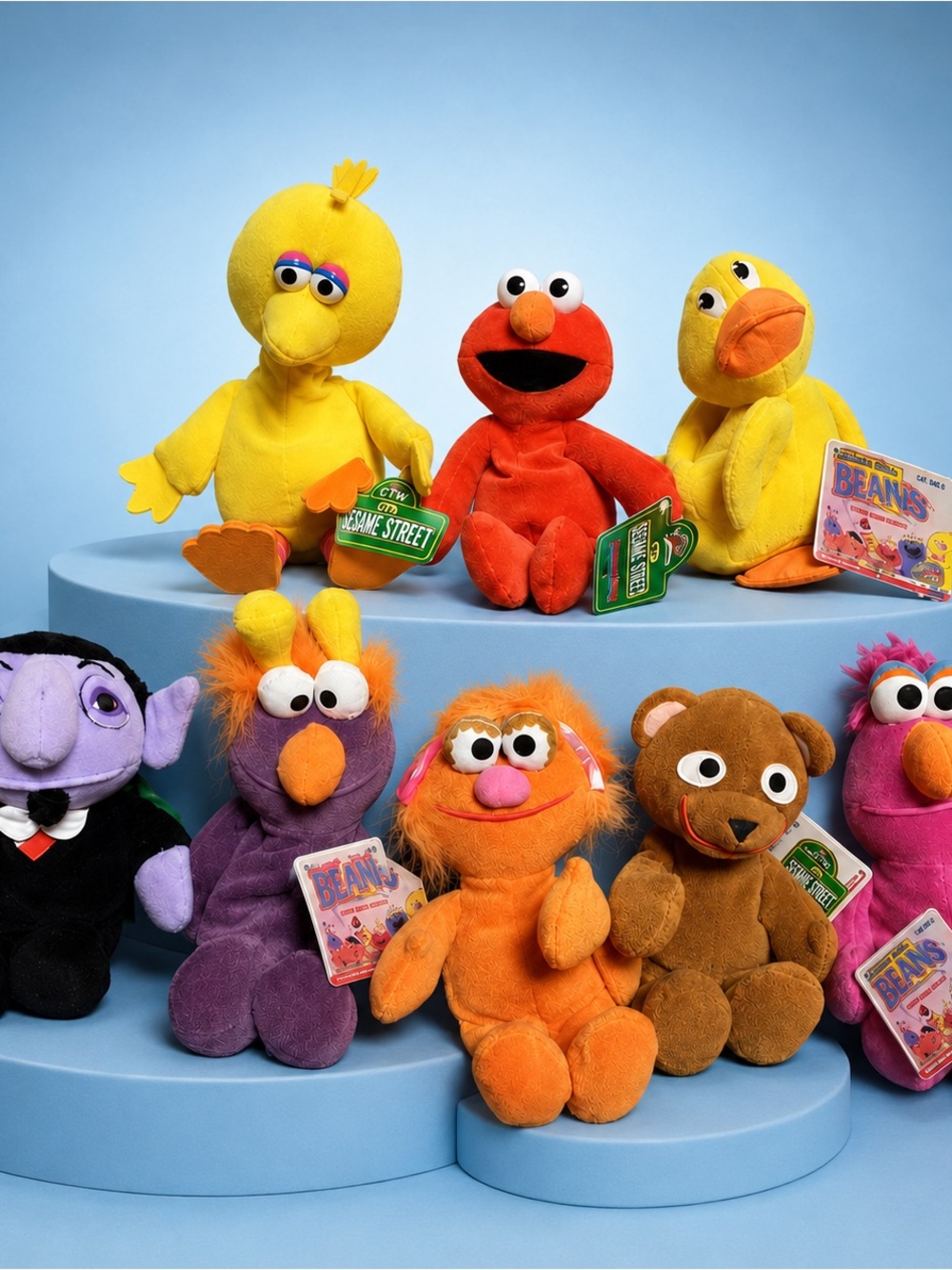 Vintage 1990s Sesame Street Bean Bag Plush Lot Tyco Applause w/Tags